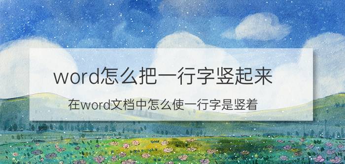 word怎么把一行字竖起来 在word文档中怎么使一行字是竖着,另一行是横着的？